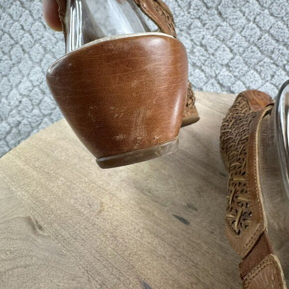 Pikolinos Leather Woven Slip-On Heel mule Sandals Size 41 10.5 / 11 Light Brown - Picture 11 of 15